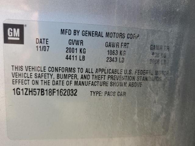 1G1ZH57B18F162032 - 2008 CHEVROLET MALIBU 1LT SILVER photo 12