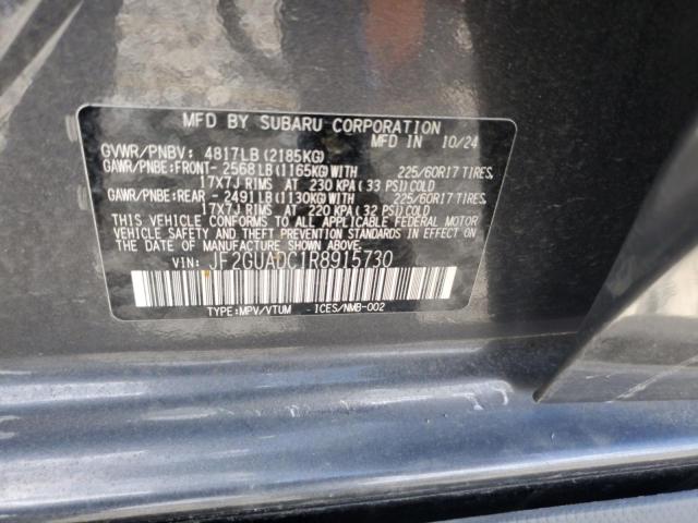 JF2GUADC1R8915730 - 2024 SUBARU CROSSTREK PREMIUM GRAY photo 12