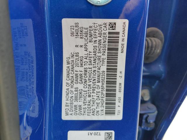 2HGFE2F58PH562309 - 2023 HONDA CIVIC SPORT Azul foto 12