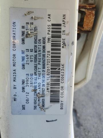 JM1BL1L82D1705728 - 2013 MAZDA 3 I WHITE photo 12