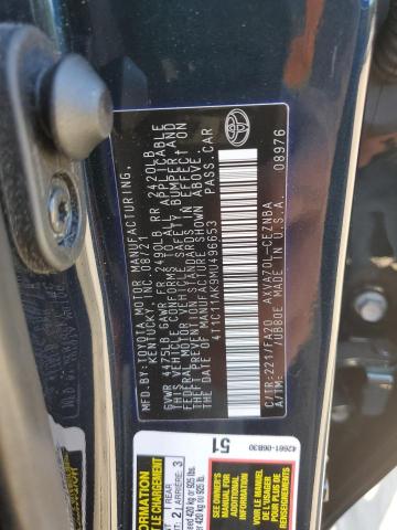 4T1C11AK9MU496653 - 2021 TOYOTA CAMRY LE BLUE photo 12