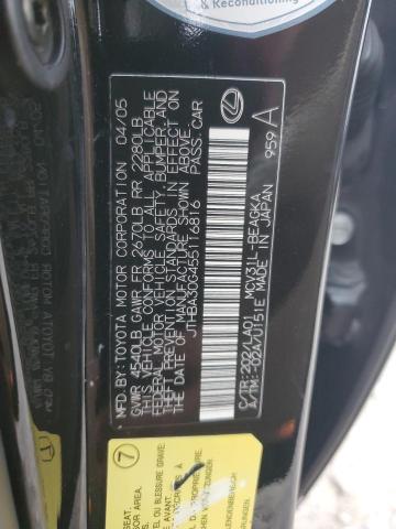 JTHBA30G455116816 - 2005 LEXUS ES 330 Қара фото 12