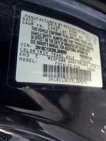 3N1BC13E09L389092 - 2009 NISSAN VERSA S BLACK photo 13