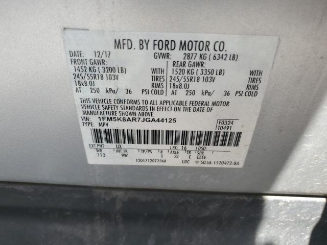 1FM5K8AR7JGA44125 - 2018 FORD EXPLORER POLICE INTERCEPTOR Silber Foto 12