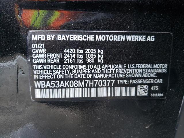 WBA53AK08M7H70377 - 2021 BMW 228I BLACK photo 12