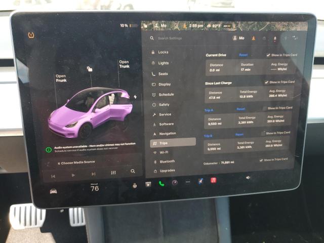 7SAYGDEF1NF530783 - 2022 TESLA MODEL Y GRAY photo 9