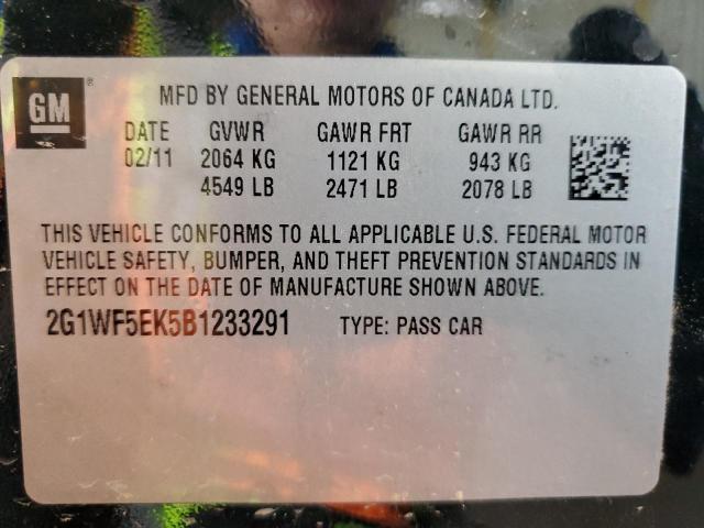 2G1WF5EK5B1233291 - 2011 CHEVROLET IMPALA LS BLACK photo 12