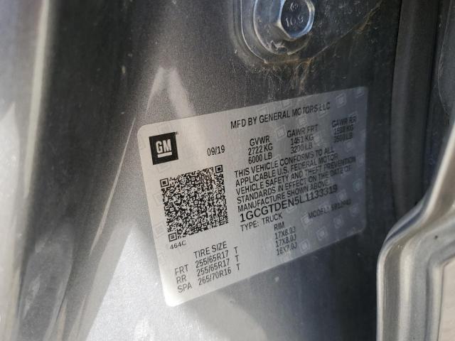 1GCGTDEN5L1133319 - 2020 CHEVROLET COLORADO Z71 GRAY photo 12
