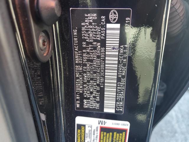 4T1BF3EK0BU719596 - 2011 TOYOTA CAMRY BASE BLACK photo 12