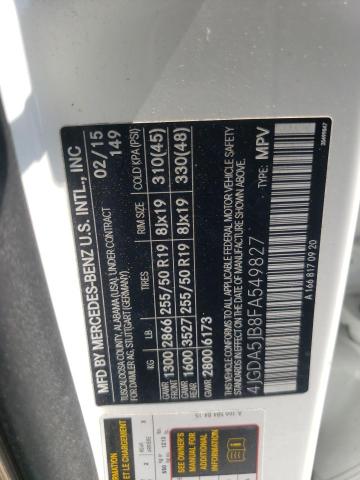 4JGDA5JB8FA549827 - 2015 MERCEDES-BENZ ML 350 თეთრი ფოტო 13