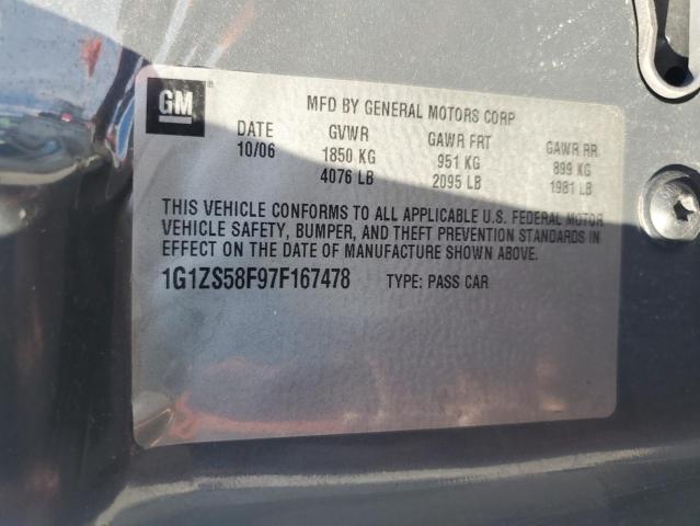 1G1ZS58F97F167478 - 2007 CHEVROLET MALIBU LS GRAY photo 13