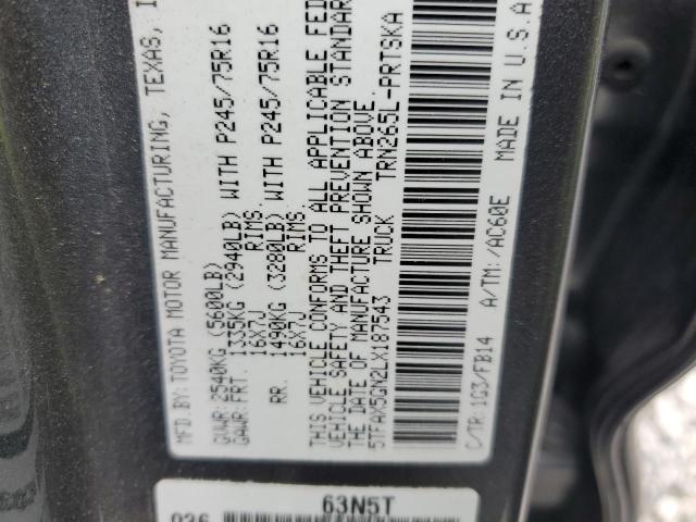 5TFAX5GN2LX187543 - 2020 TOYOTA TACOMA DOUBLE CAB 灰色 照片 13