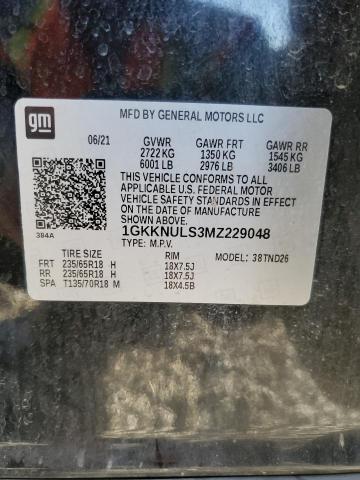 1GKKNULS3MZ229048 - 2021 GMC ACADIA SLT BLACK photo 13