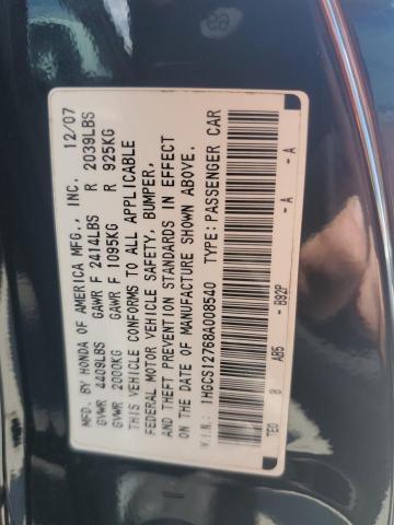 1HGCS12768A008540 - 2008 HONDA ACCORD EX BLACK photo 13