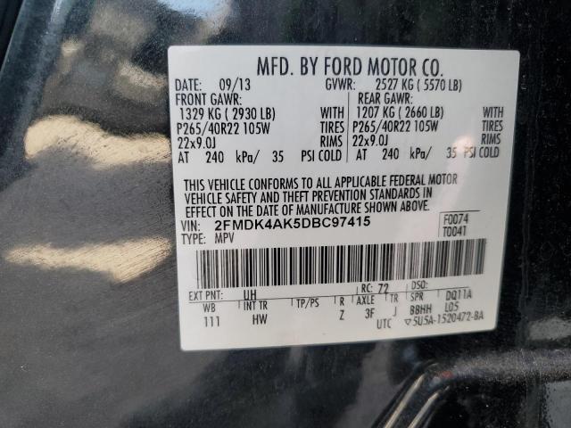 2FMDK4AK5DBC97415 - 2013 FORD EDGE SPORT BLACK photo 12