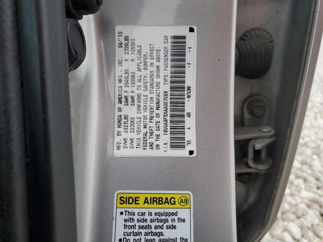 19UUA9F5XAA007069 - 2010 ACURA TL GRAY photo 12