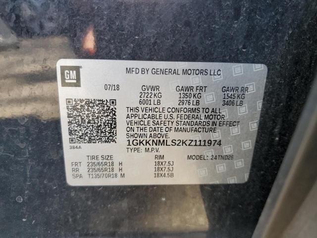 1GKKNMLS2KZ111974 - 2019 GMC ACADIA SLT-1 Qara foto 13