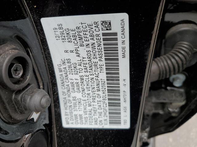 2HGFC2F80LH525927 - 2020 HONDA CIVIC SPORT 黑色 照片 12