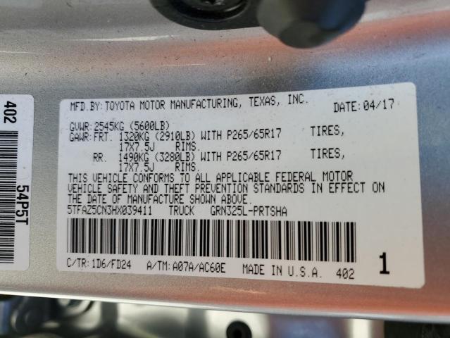 5TFAZ5CN3HX039411 - 2017 TOYOTA TACOMA DOUBLE CAB ნაცრისფერი ფოტო 13