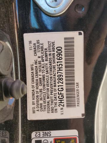 2HGFG12897H516900 - 2007 HONDA CIVIC EX Qara foto 12