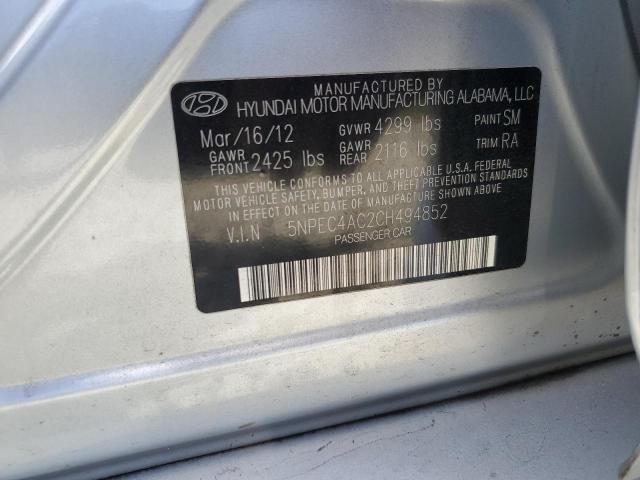 5NPEC4AC2CH494852 - 2012 HYUNDAI SONATA SE Gümüş foto 12