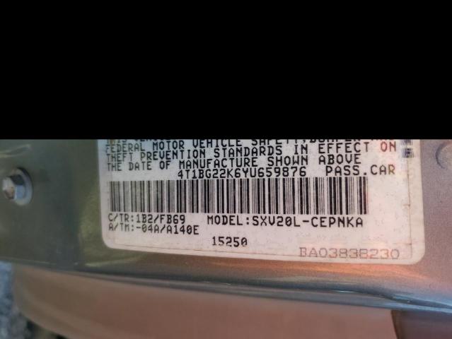 4T1BG22K6YU659876 - 2000 TOYOTA CAMRY CE SILVER photo 12