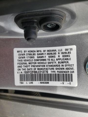 19XFC2F88LE213770 - 2020 HONDA CIVIC SPORT 银色 照片 10