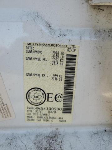 1N4BL4DW2LN300500 - 2020 NISSAN ALTIMA SV WHITE photo 12