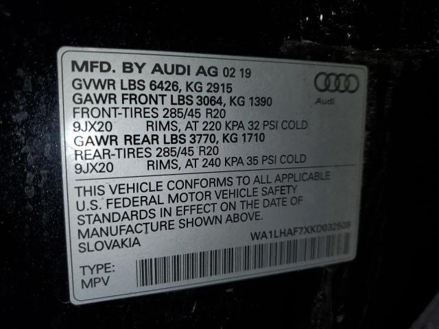 WA1LHAF7XKD032508 - 2019 AUDI Q7 PREMIUM PLUS Qara foto 14