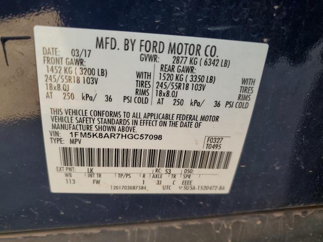 1FM5K8AR7HGC57098 - 2017 FORD EXPLORER POLICE INTERCEPTOR Bleu photo 13