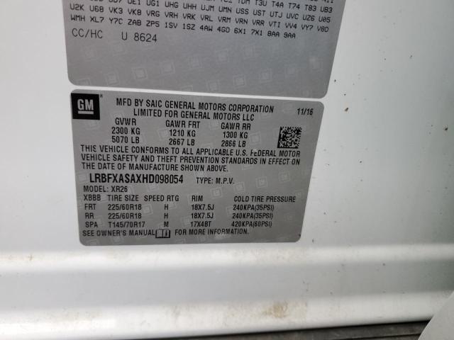 LRBFXASAXHD098054 - 2017 BUICK ENVISION PREFERRED Ağ foto 12