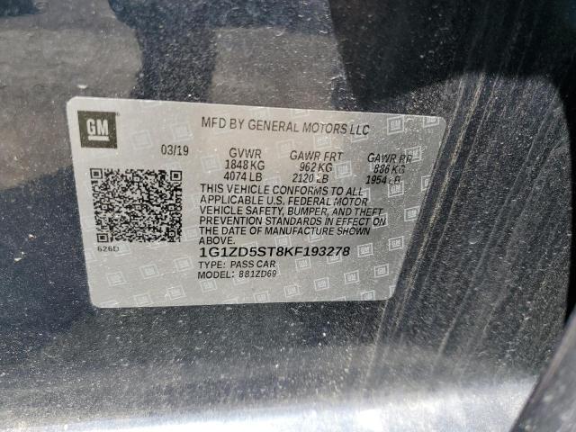 1G1ZD5ST8KF193278 - 2019 CHEVROLET MALIBU LT 灰色 照片 13