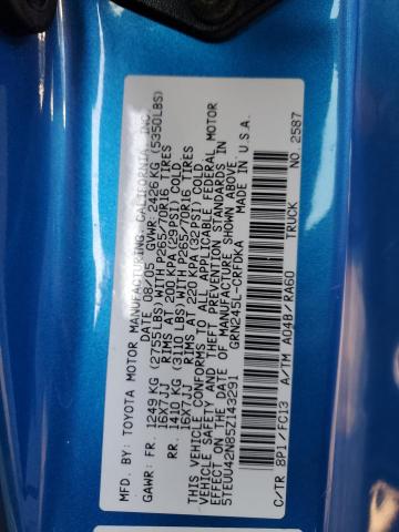 5TEUU42N85Z143291 - 2005 TOYOTA TACOMA ACCESS CAB Көк фото 12