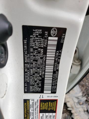 4T1BK1EB7EU114043 - 2014 TOYOTA AVALON BASE 白色 照片 12