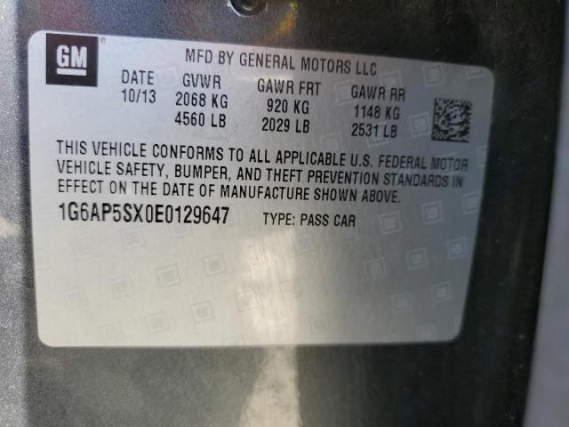 1G6AP5SX0E0129647 - 2014 CADILLAC CTS GRAY photo 12