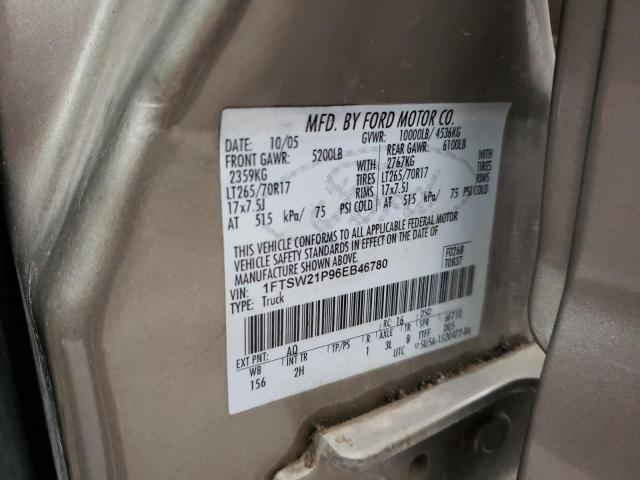 1FTSW21P96EB46780 - 2006 FORD F250 SUPER DUTY TAN photo 12