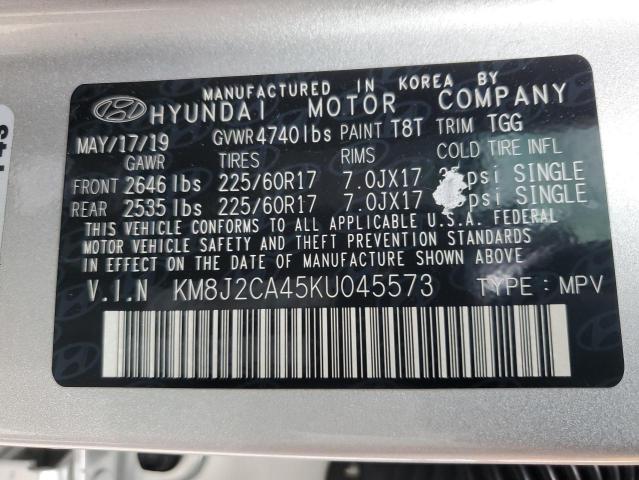 KM8J2CA45KU045573 - 2019 HYUNDAI TUCSON SE SILVER photo 13