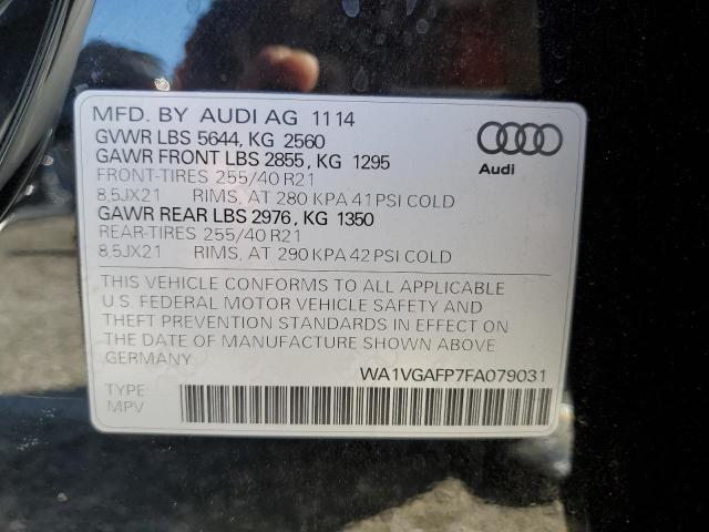 WA1VGAFP7FA079031 - 2015 AUDI SQ5 PRESTIGE BLACK photo 13