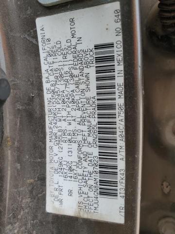 3TMJU4GN8AM107023 - 2010 TOYOTA TACOMA DOUBLE CAB PRERUNNER CHARCOAL photo 12