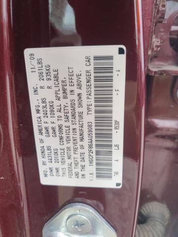 1HGCP2F86AA059083 - 2010 HONDA ACCORD EXL BURGUNDY photo 12