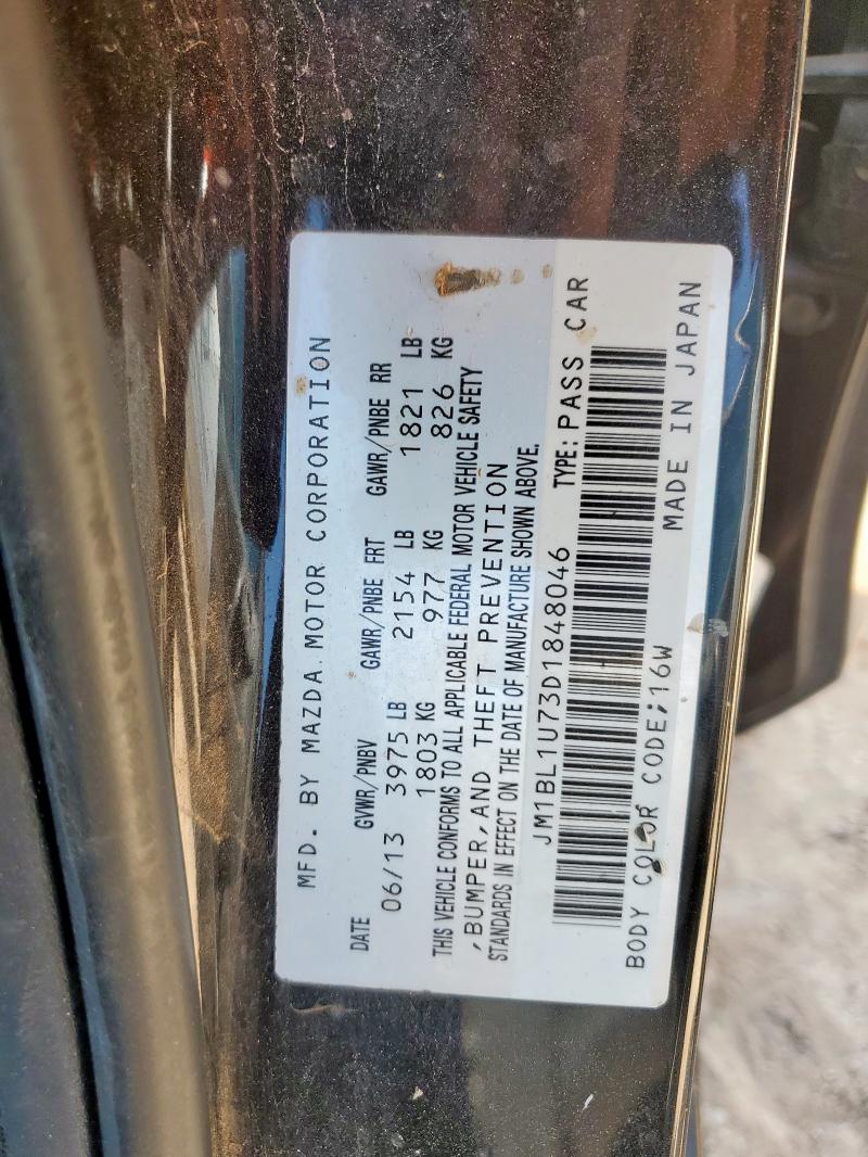 JM1BL1U73D1848046 - 2013 MAZDA 3 I BLACK photo 12