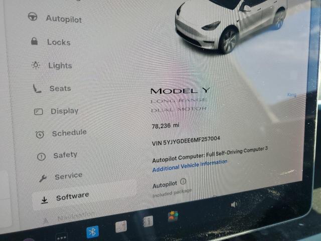 5YJYGDEE6MF257004 - 2021 TESLA MODEL Y 白色 照片 9