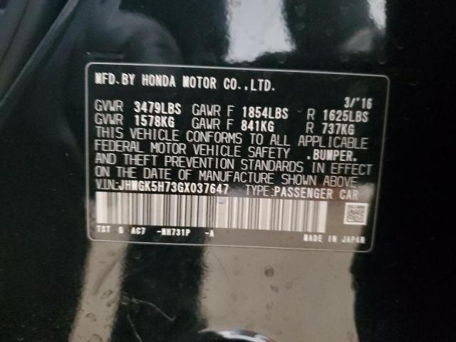 JHMGK5H73GX037647 - 2016 HONDA FIT EX 黑色 照片 12