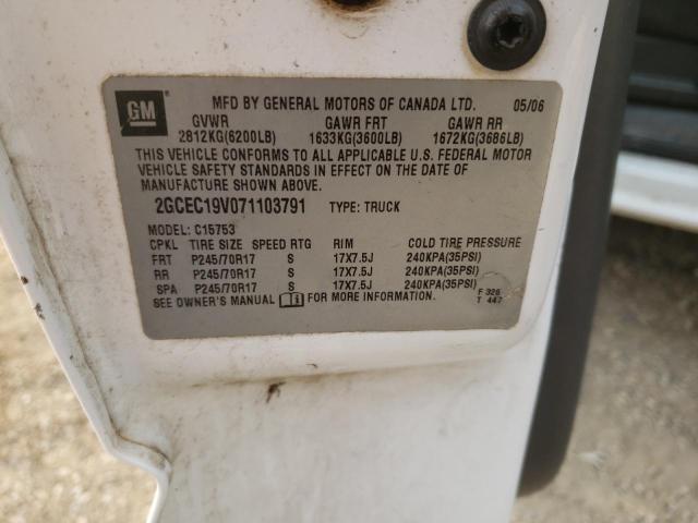 2GCEC19V071103791 - 2007 CHEVROLET SILVERADO C1500 CLASSIC WHITE photo 12