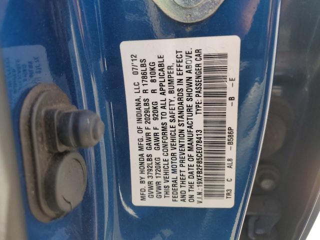 19XFB2F85CE078413 - 2012 HONDA CIVIC EX Mavi foto 13