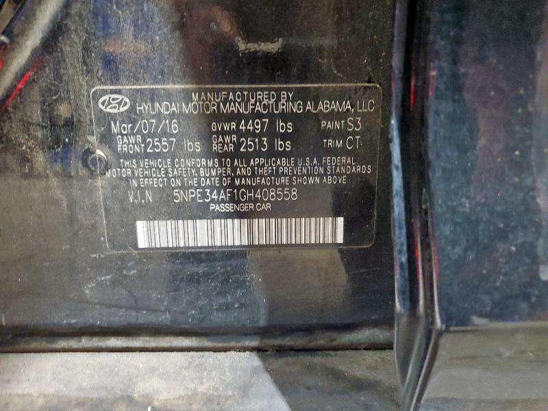 5NPE34AF1GH408558 - 2016 HYUNDAI SONATA SPORT BLACK photo 12