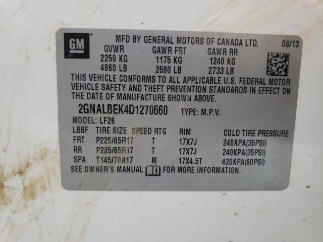 2GNALBEK4D1270660 - 2013 CHEVROLET EQUINOX LS WHITE photo 13