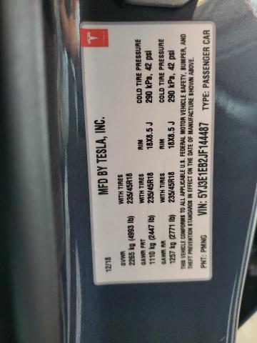 5YJ3E1EB2JF144487 - 2018 TESLA MODEL 3 Gri fotoğraf 12