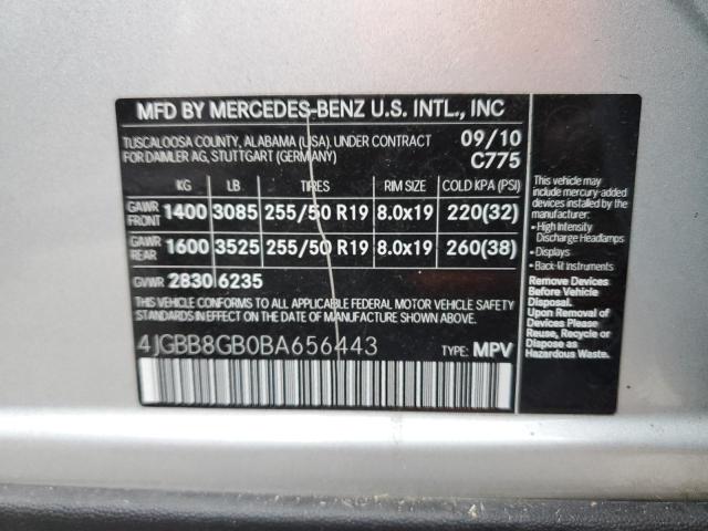 4JGBB8GB0BA656443 - 2011 MERCEDES-BENZ ML 350 4MATIC GRAY photo 13