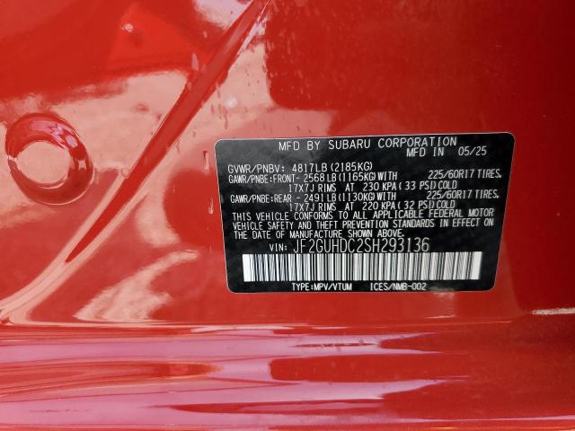 JF2GUHDC2SH293136 - 2025 SUBARU CROSSTREK PREMIUM RED photo 14